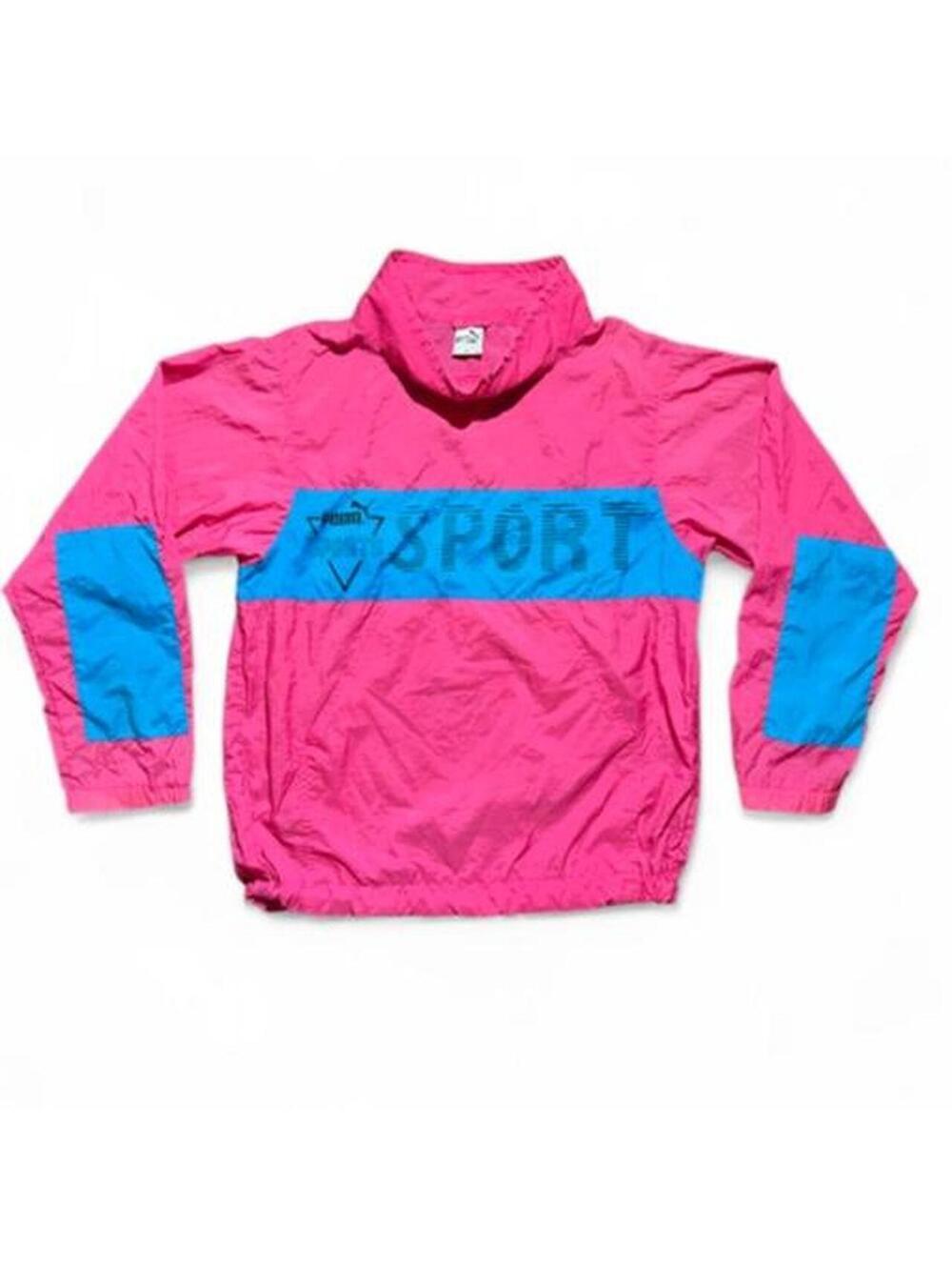Vintage 90s Puma Sport Pink & Blue Windbreaker Jacket